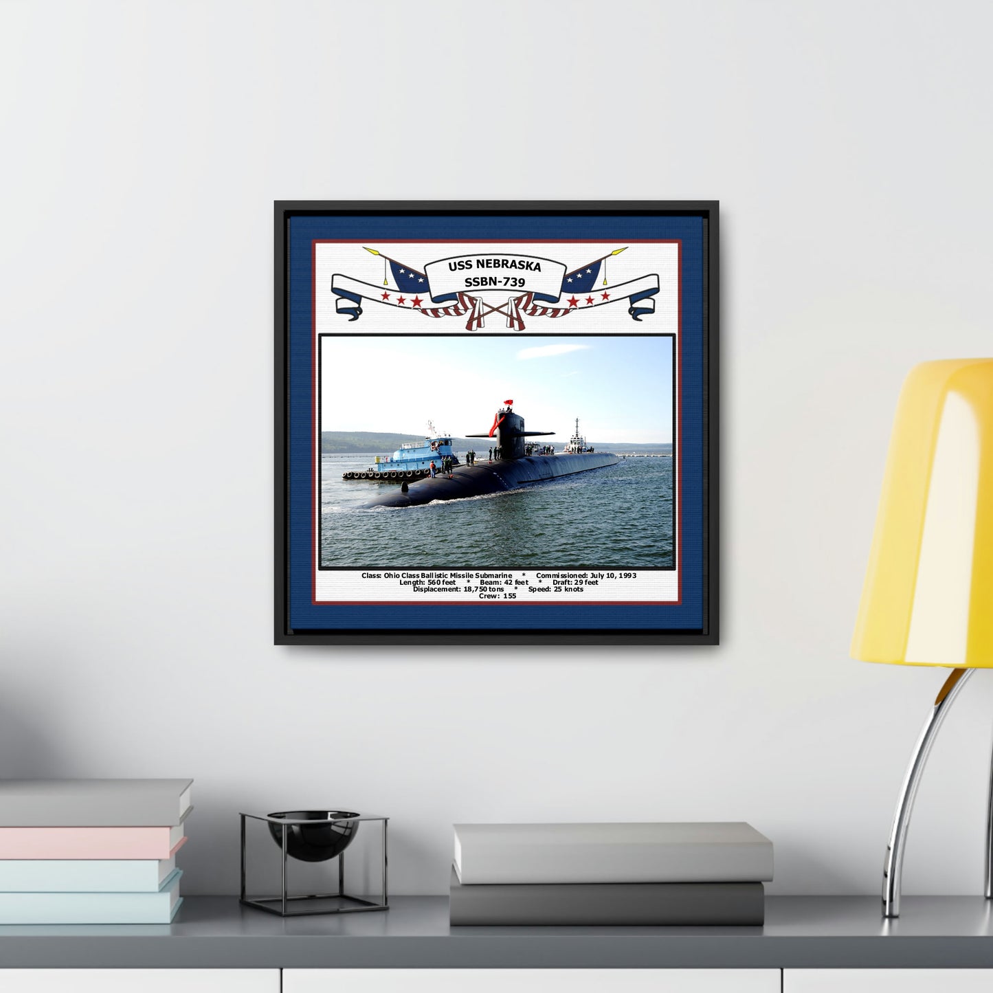 USS Nebraska SSBN-739 Navy Floating Frame Photo Desk View