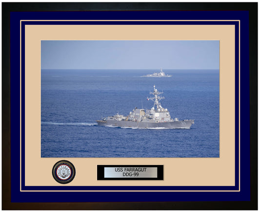 USS FARRAGUT DDG-99 Framed Navy Ship Photo Blue