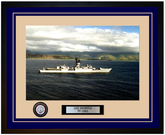 USS WHIPPLE FF-1062 Framed Navy Ship Photo Blue