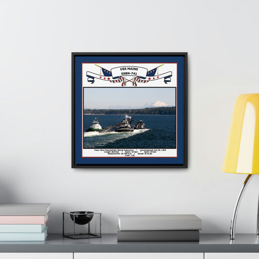 USS Maine SSBN-741 Navy Floating Frame Photo Desk View