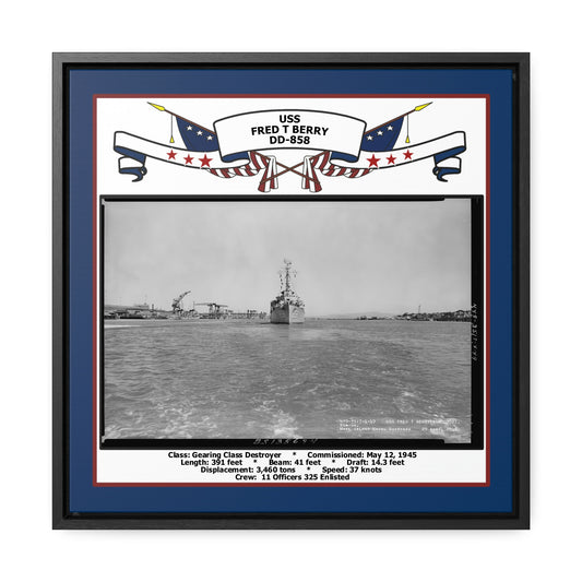 USS Fred T Berry DD-858 Navy Floating Frame Photo Front View