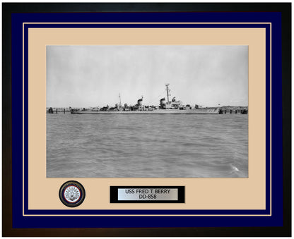 USS FRED T BERRY DD-858 Framed Navy Ship Photo Blue