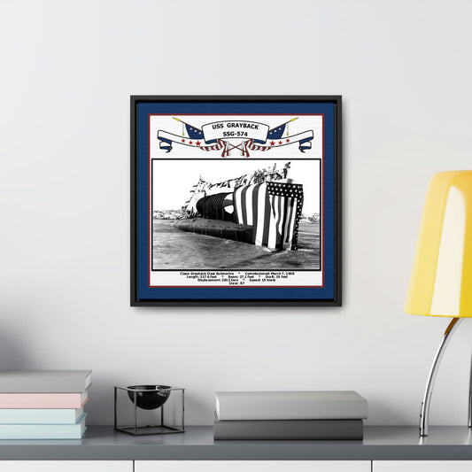 USS Grayback SSG-574 Navy Floating Frame Photo Desk View