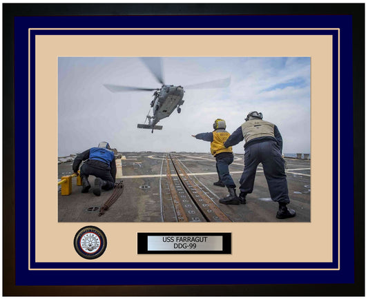 USS FARRAGUT DDG-99 Framed Navy Ship Photo Blue