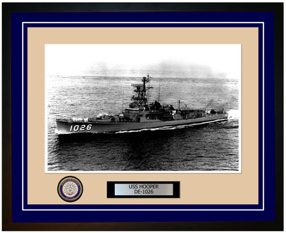 USS Hooper DE-1026 Framed Navy Ship Photo Blue
