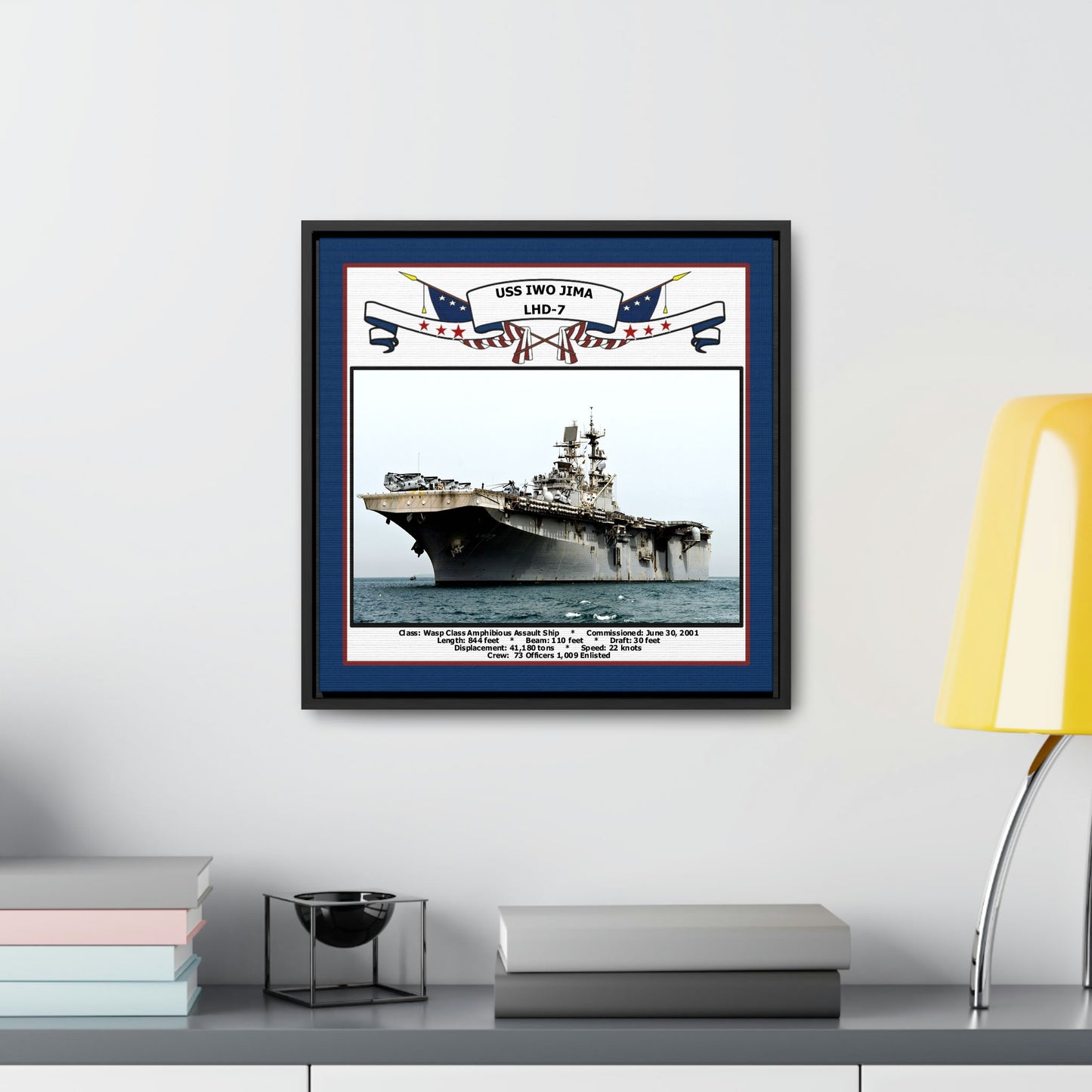 USS Iwo Jima LHD-7 Navy Floating Frame Photo Desk View
