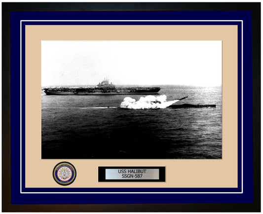 USS Halibut SSGN-587 Framed Navy Ship Photo Blue