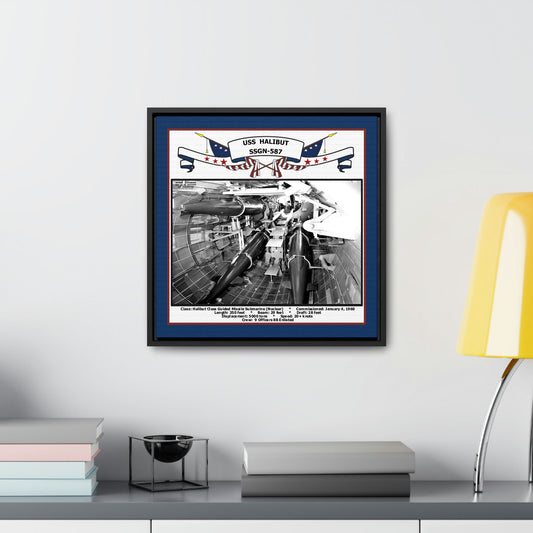 USS Halibut SSGN-587 Navy Floating Frame Photo Desk View