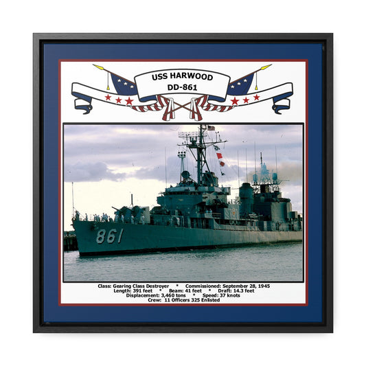 USS Harwood DD-861 Navy Floating Frame Photo Front View