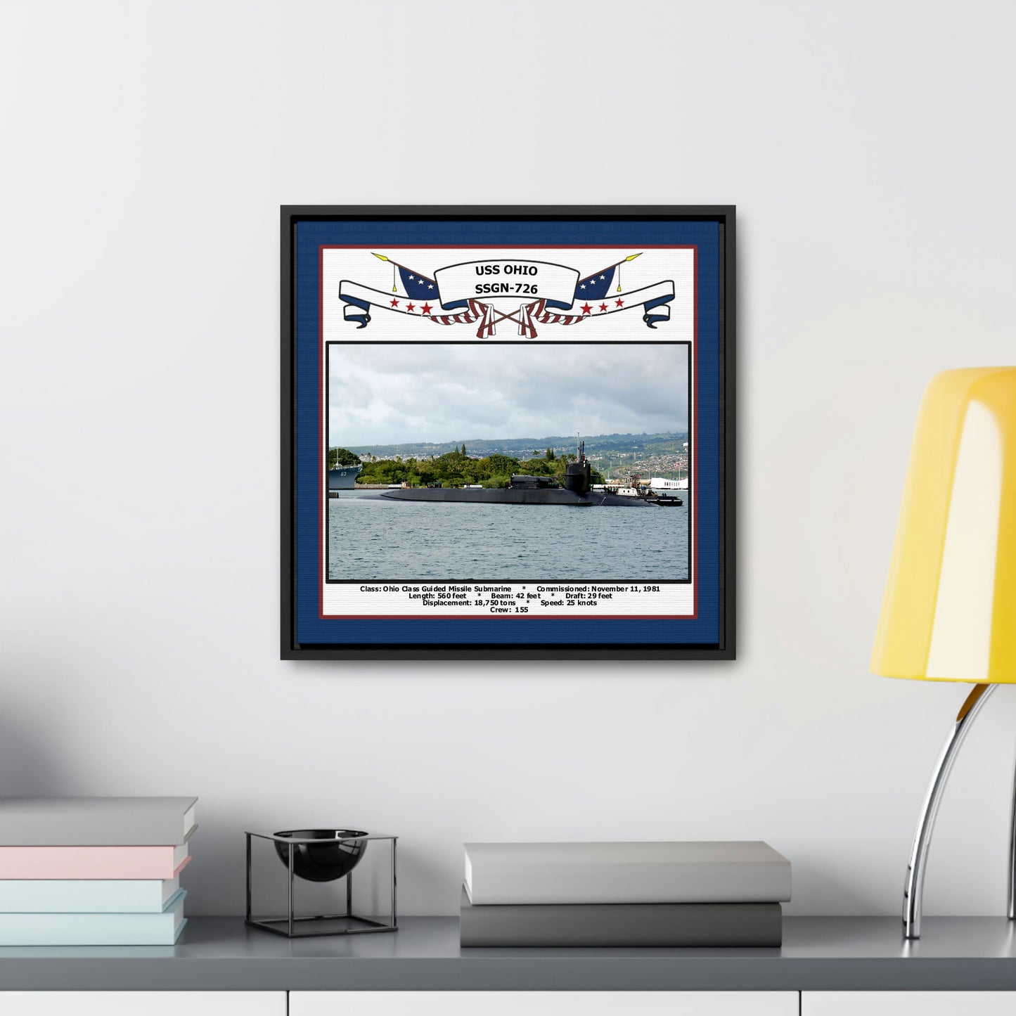USS Ohio SSGN-726 Navy Floating Frame Photo Desk View