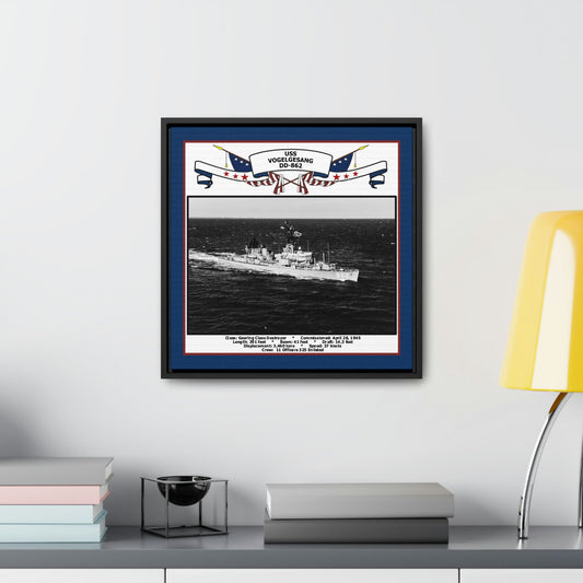 USS Vogelgesang DD-862 Navy Floating Frame Photo Desk View