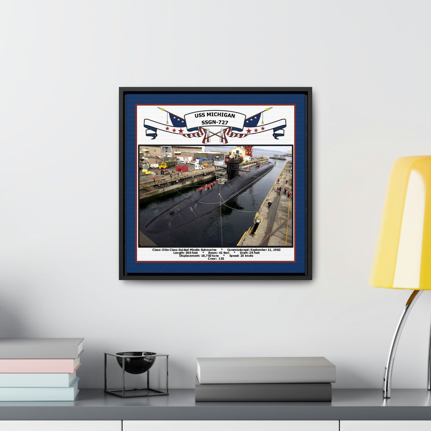 USS Michigan SSGN-727 Navy Floating Frame Photo Desk View