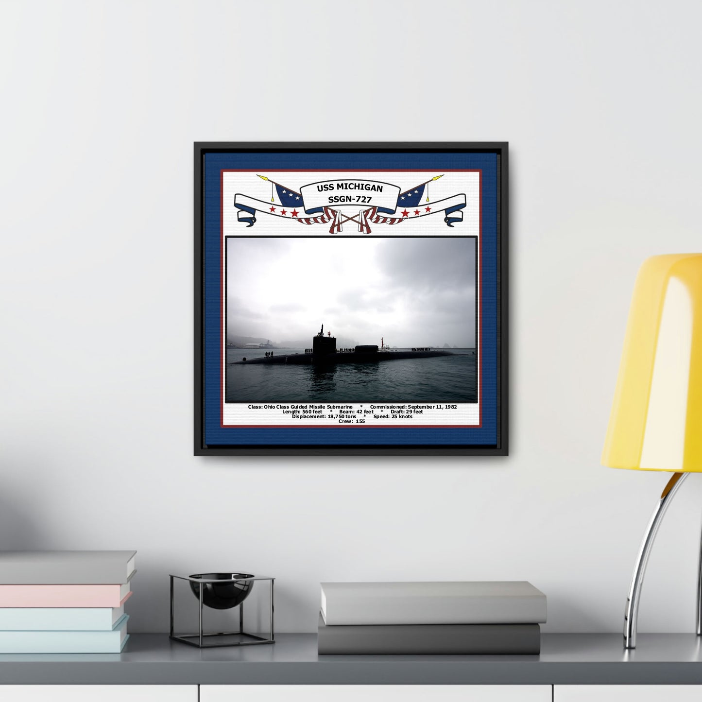 USS Michigan SSGN-727 Navy Floating Frame Photo Desk View