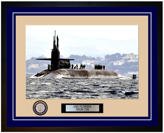 USS Florida SSGN-728 Framed Navy Ship Photo Blue