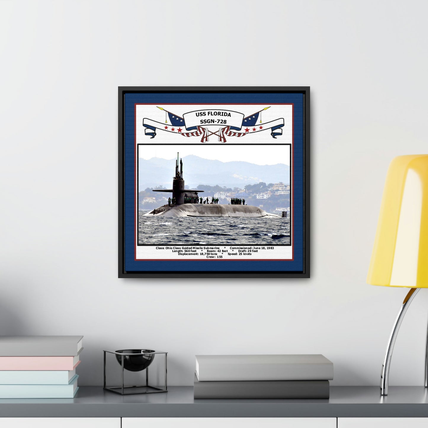 USS Florida SSGN-728 Navy Floating Frame Photo Desk View