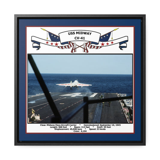 USS Midway CV-41 Navy Floating Frame Photo Front View