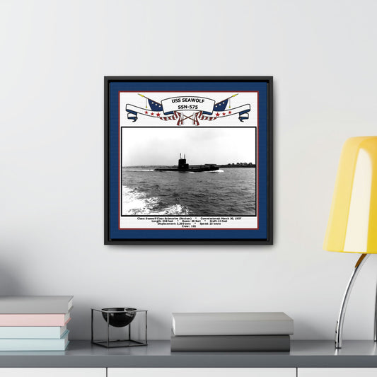USS Seawolf SSN-575 Navy Floating Frame Photo Desk View