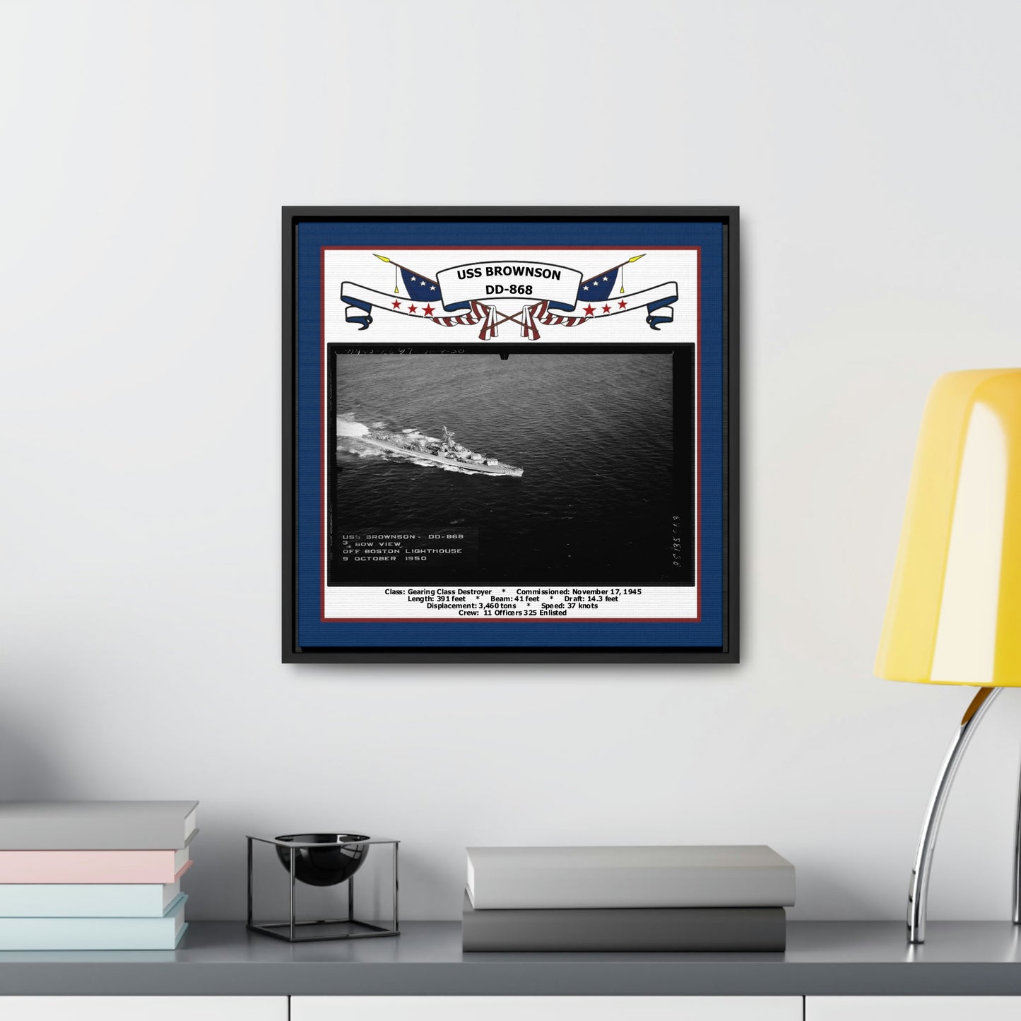 USS Brownson DD-868 Navy Floating Frame Photo Desk View