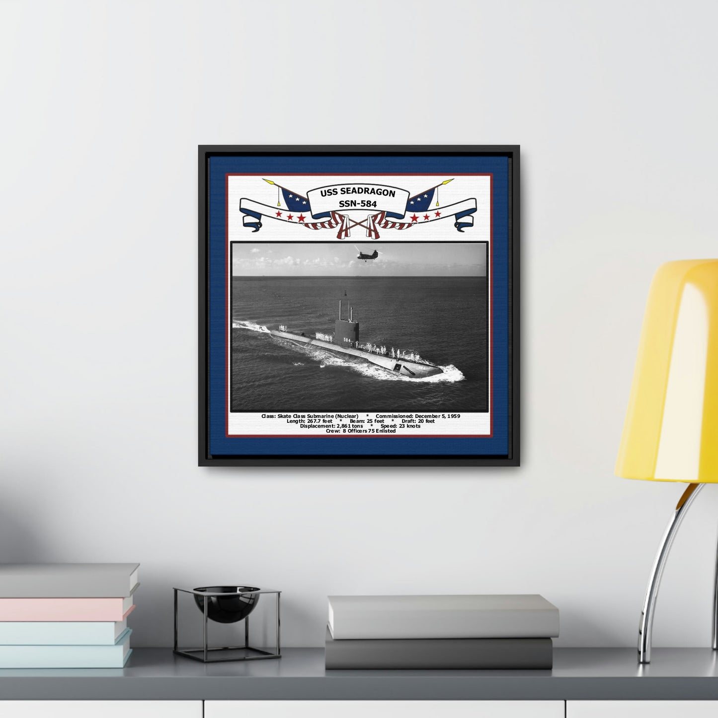 USS Seadragon SSN-584 Navy Floating Frame Photo Desk View