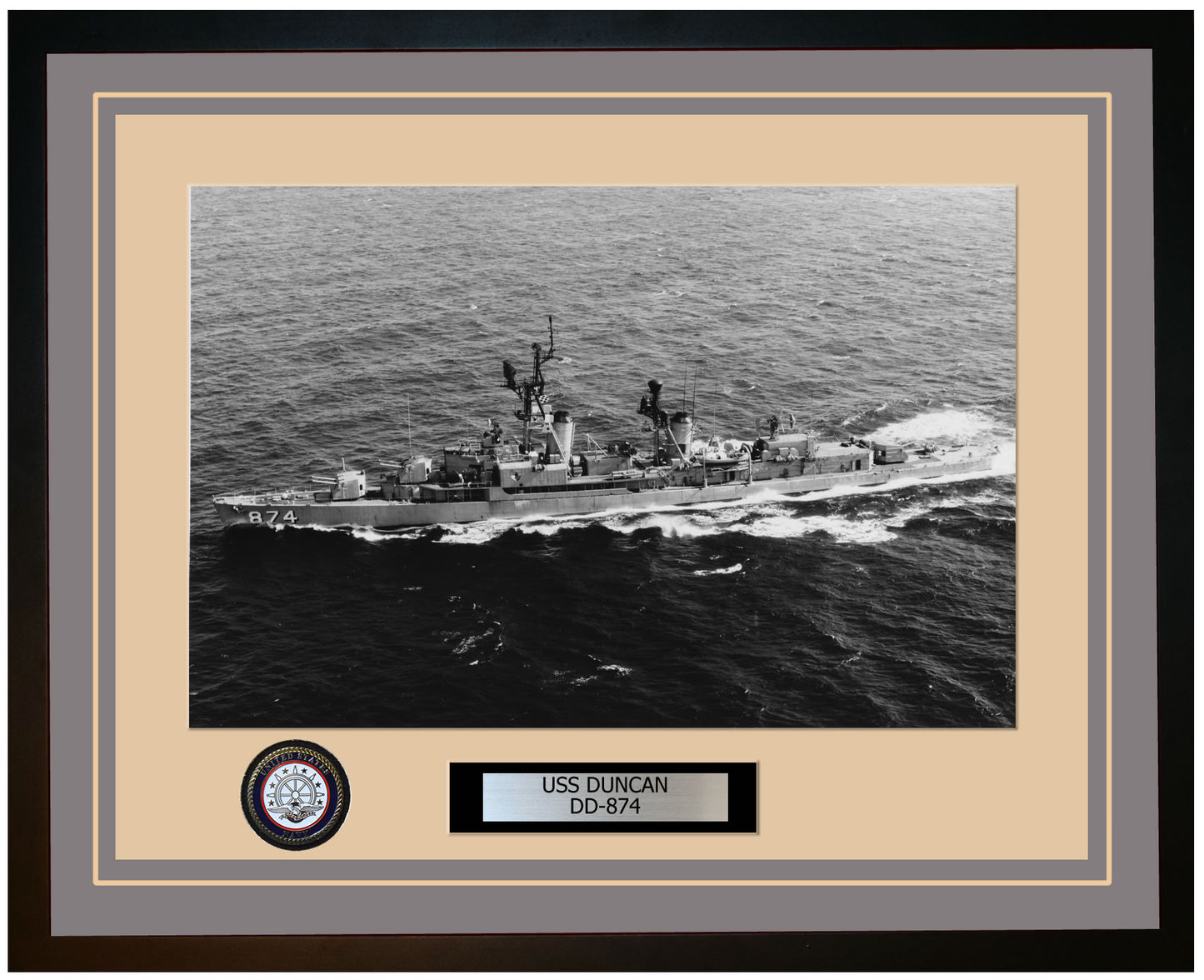 USS DUNCAN DD-874 Framed Navy Ship Photo Grey