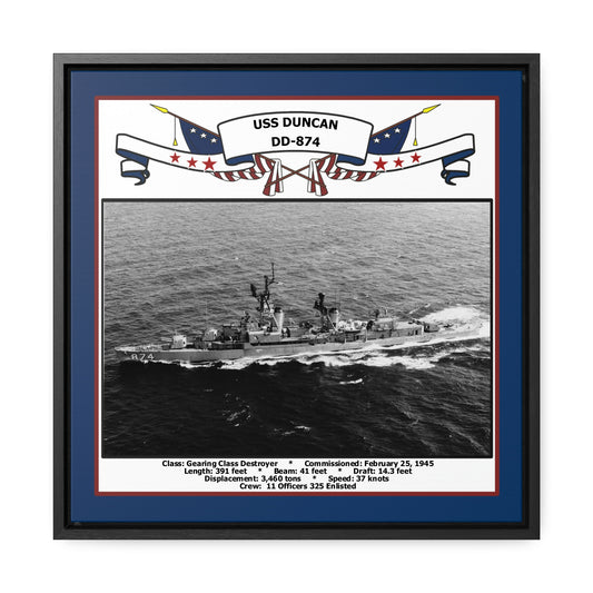 USS Duncan DD-874 Navy Floating Frame Photo Front View