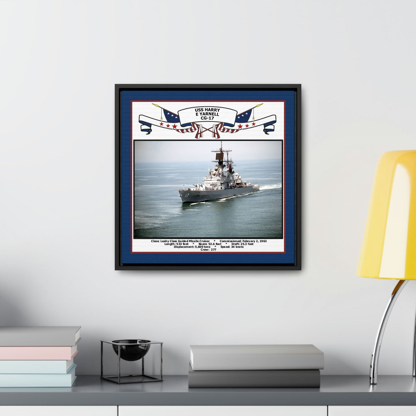 USS Harry E Yarnell CG-17 Navy Floating Frame Photo Desk View