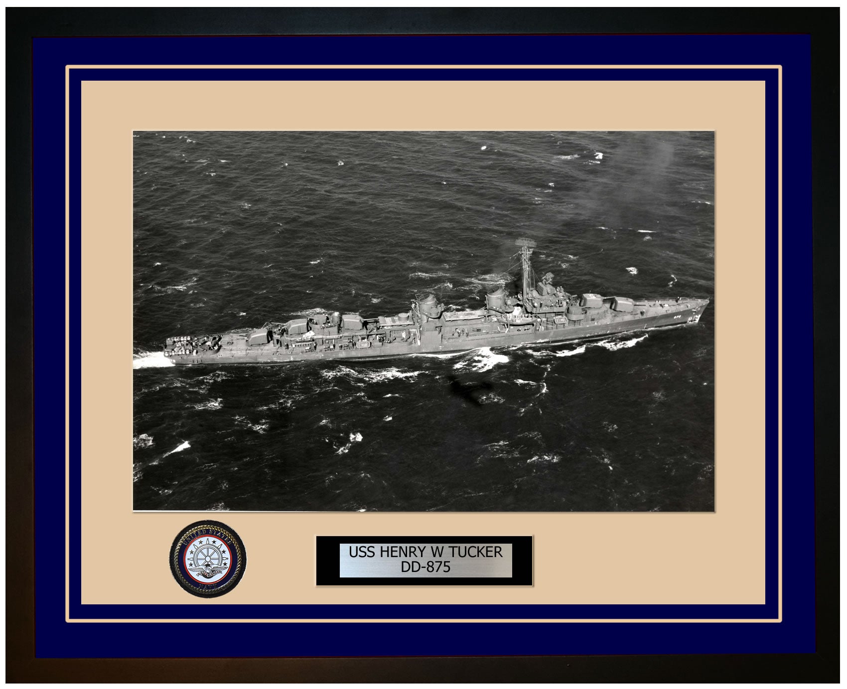 USS HENRY W TUCKER DD-875 Framed Navy Ship Photo Blue