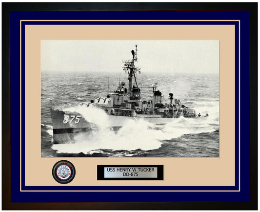 USS HENRY W TUCKER DD-875 Framed Navy Ship Photo Blue