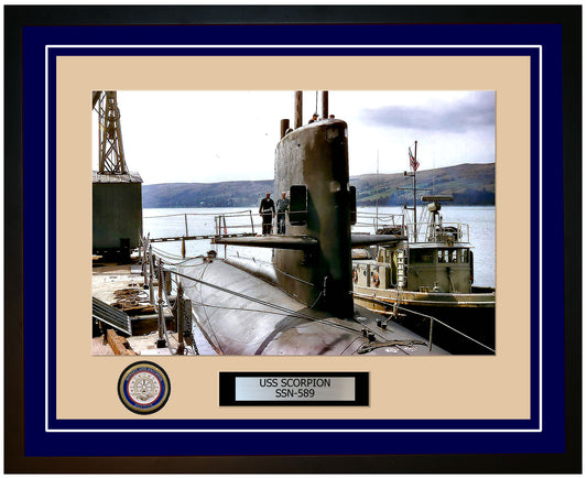 USS Scorpion SSN-589 Framed Navy Ship Photo Blue