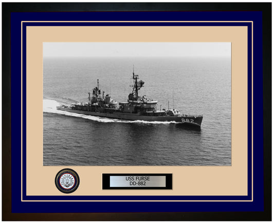 USS FURSE DD-882 Framed Navy Ship Photo Blue