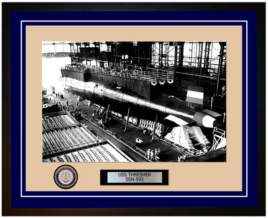 USS Thresher SSN-593 Framed Navy Ship Photo Blue