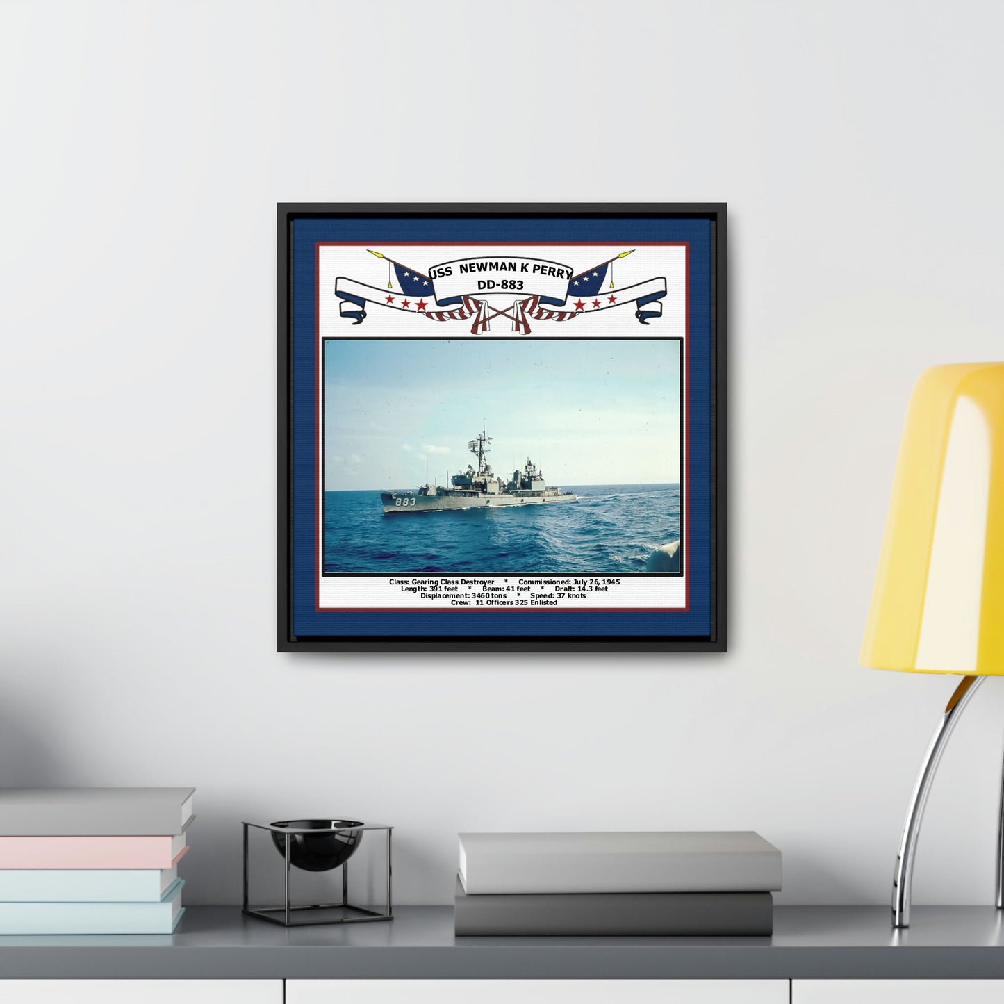 USS Newman K Perry DD-883 Navy Floating Frame Photo Desk View