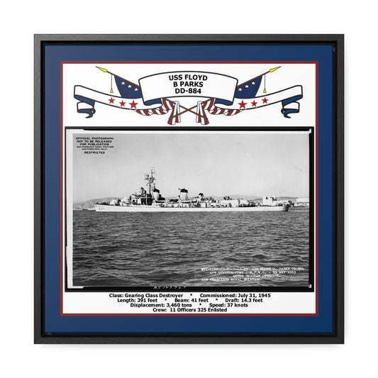 USS Floyd B Parks DD-884 Navy Floating Frame Photo Front View