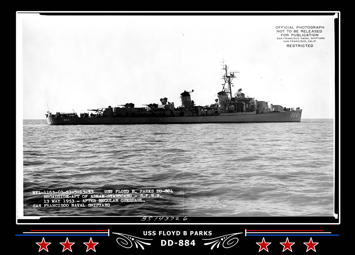 USS Floyd B Parks DD-884 Canvas Photo Print