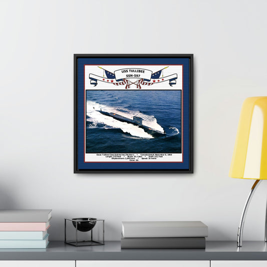 USS Tullibee SSN-597 Navy Floating Frame Photo Desk View