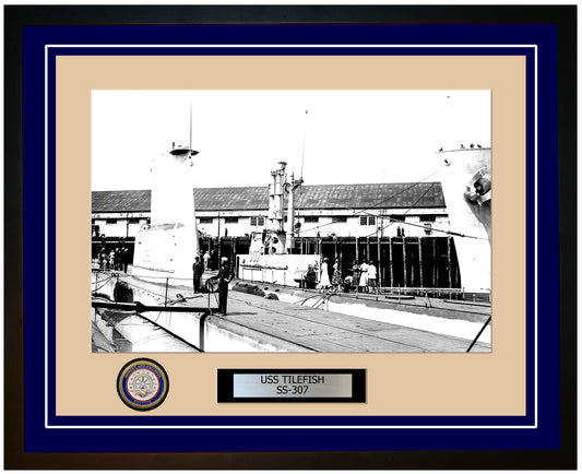 USS Tilefish SS-307 Framed Navy Ship Photo Blue