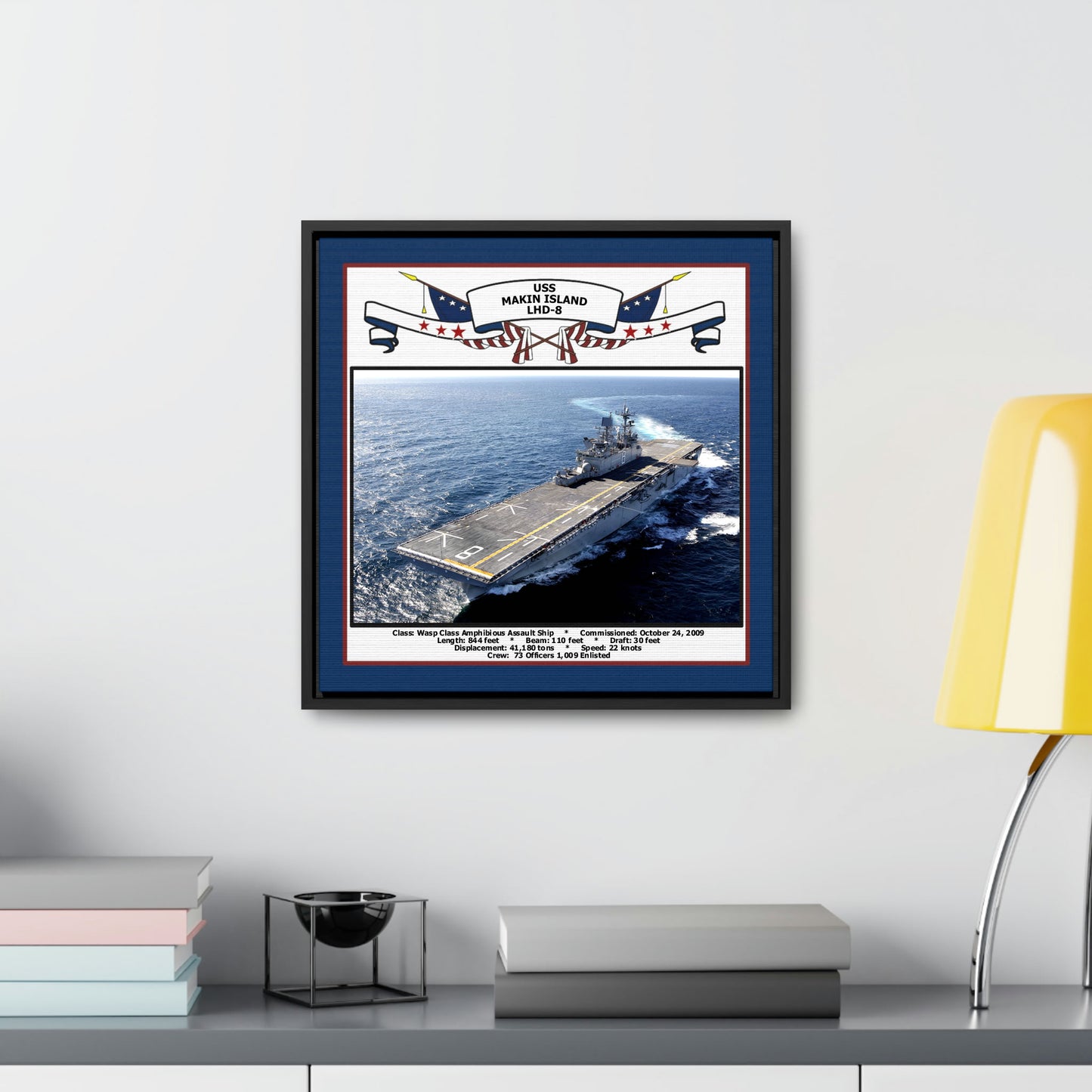 USS Makin Island LHD-8 Navy Floating Frame Photo Desk View