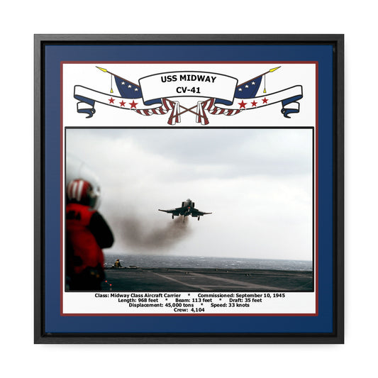 USS Midway CV-41 Navy Floating Frame Photo Front View
