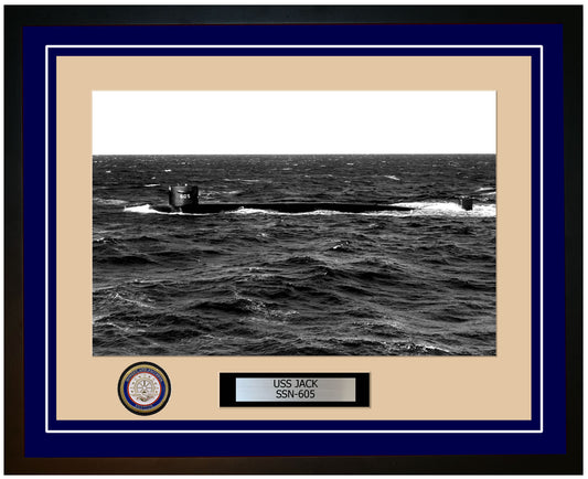 USS Jack SSN-605 Framed Navy Ship Photo Blue