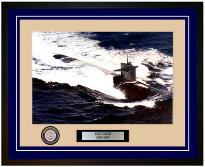 USS Dace SSN-607 Framed Navy Ship Photo Blue