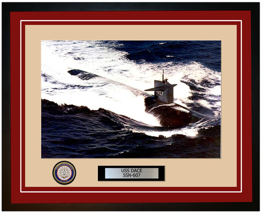 USS Dace SSN-607 Framed Navy Ship Photo Burgundy