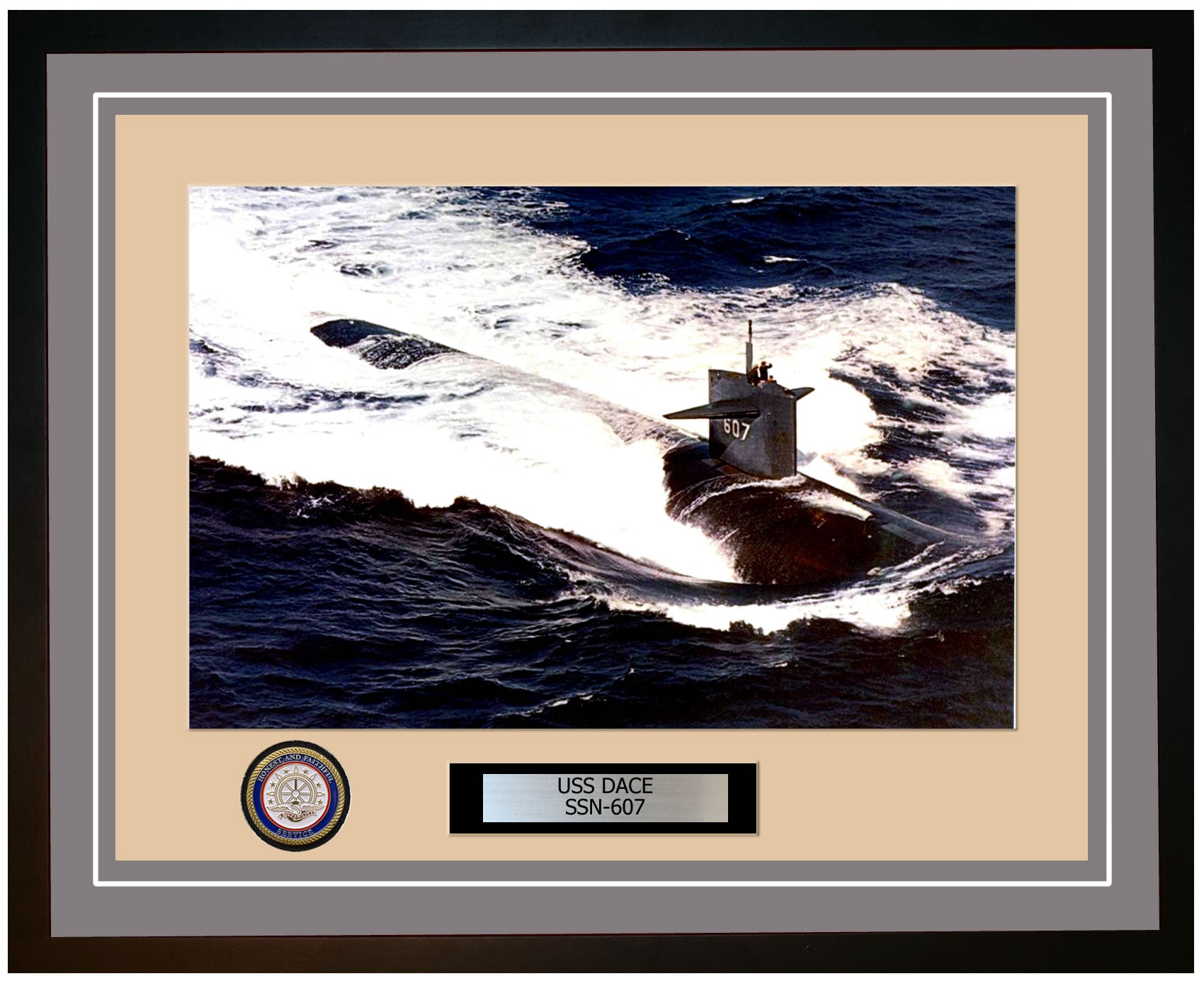 USS Dace SSN-607 Framed Navy Ship Photo Grey