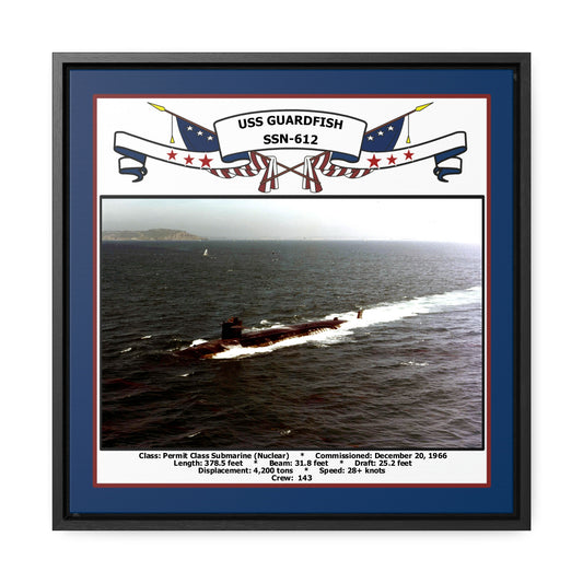 USS Guardfish SSN-612 Navy Floating Frame Photo Front View
