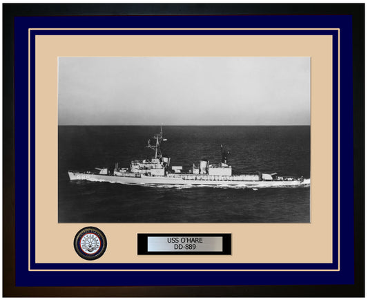 USS O'HARE DD-889 Framed Navy Ship Photo Blue