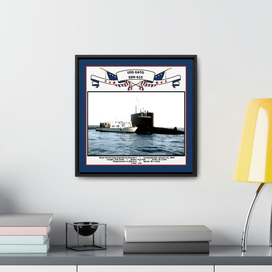 USS Gato SSN-615 Navy Floating Frame Photo Desk View