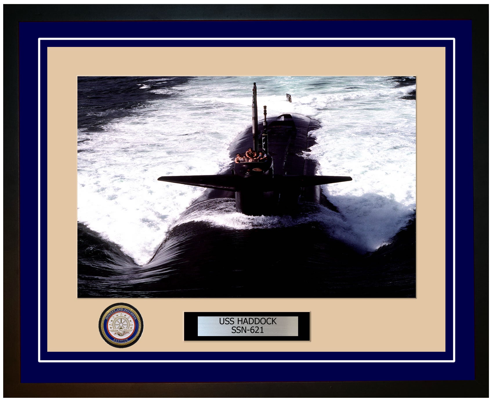 USS Haddock SSN-621 Framed Navy Ship Photo Blue