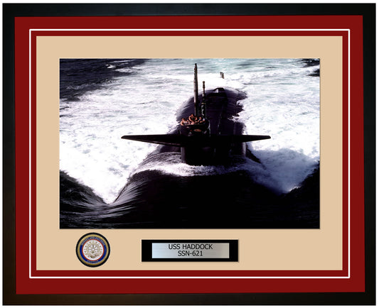 USS Haddock SSN-621 Framed Navy Ship Photo Burgundy