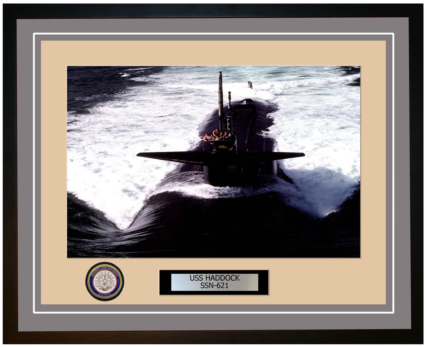 USS Haddock SSN-621 Framed Navy Ship Photo Grey