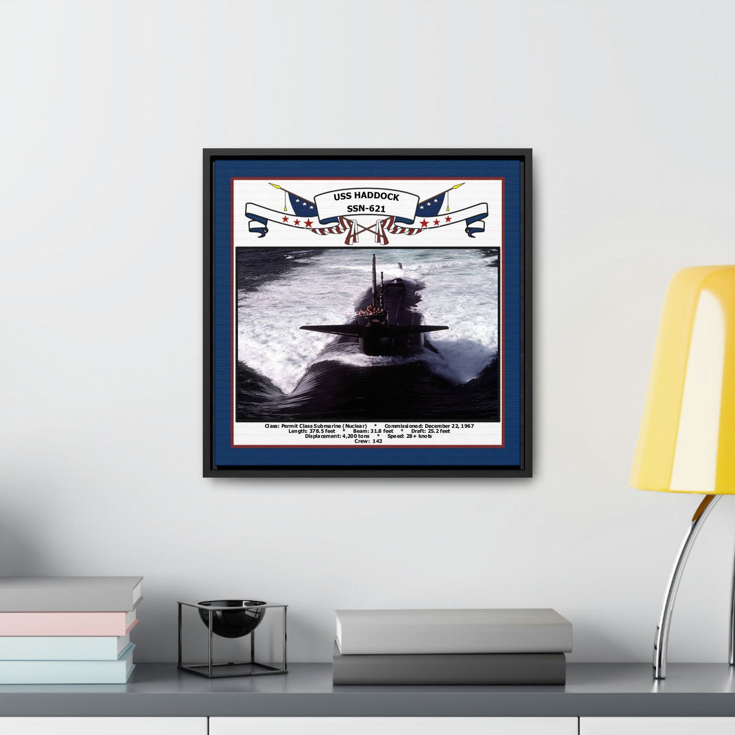 USS Haddock SSN-621 Navy Floating Frame Photo Desk View