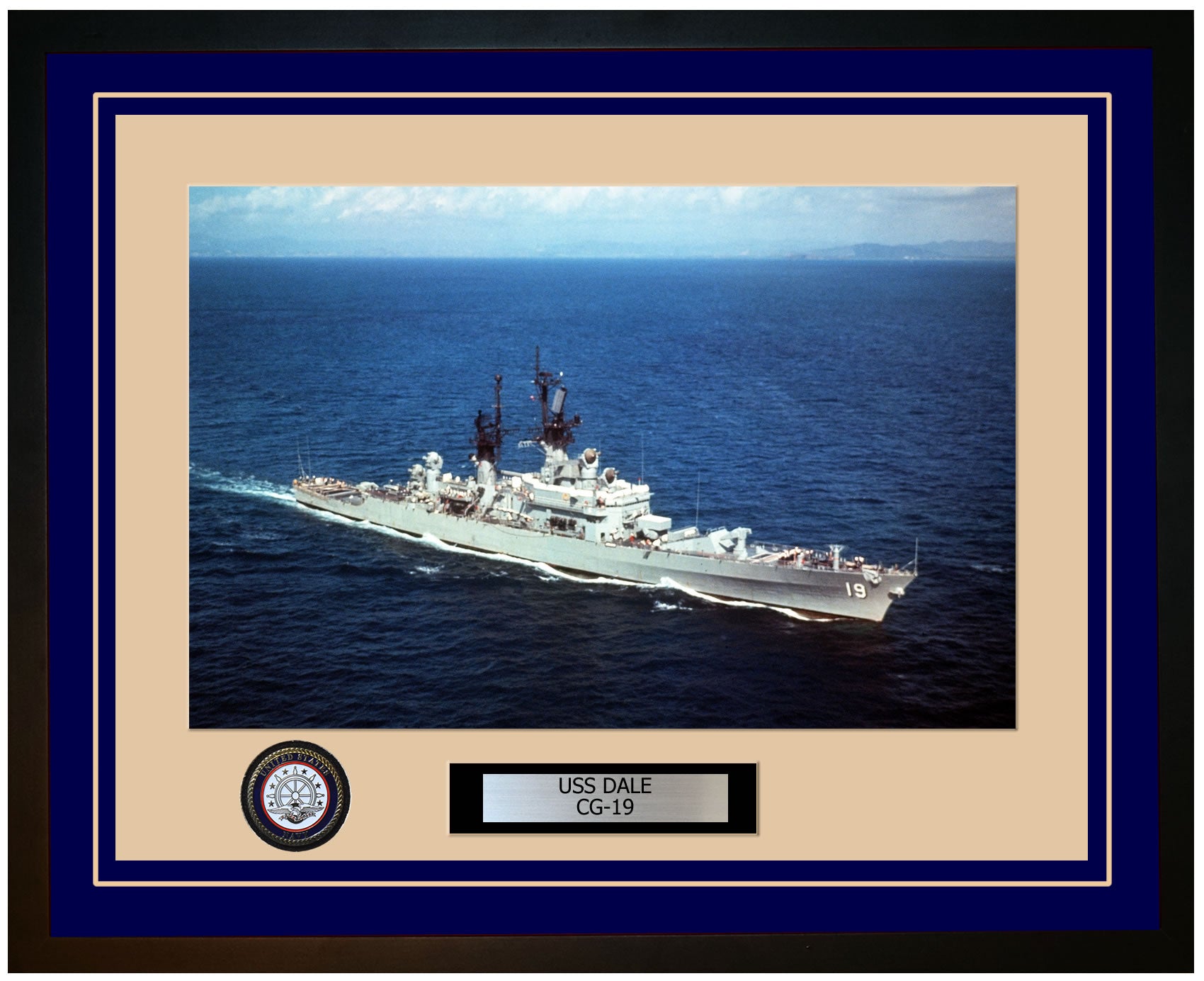 USS DALE CG-19 Framed Navy Ship Photo Blue